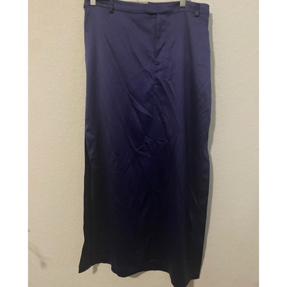 Anthropologie Sateen Trouser Dark Academia Preppy Purple Maxi Skirt High Slit 10 - Picture 2 of 12